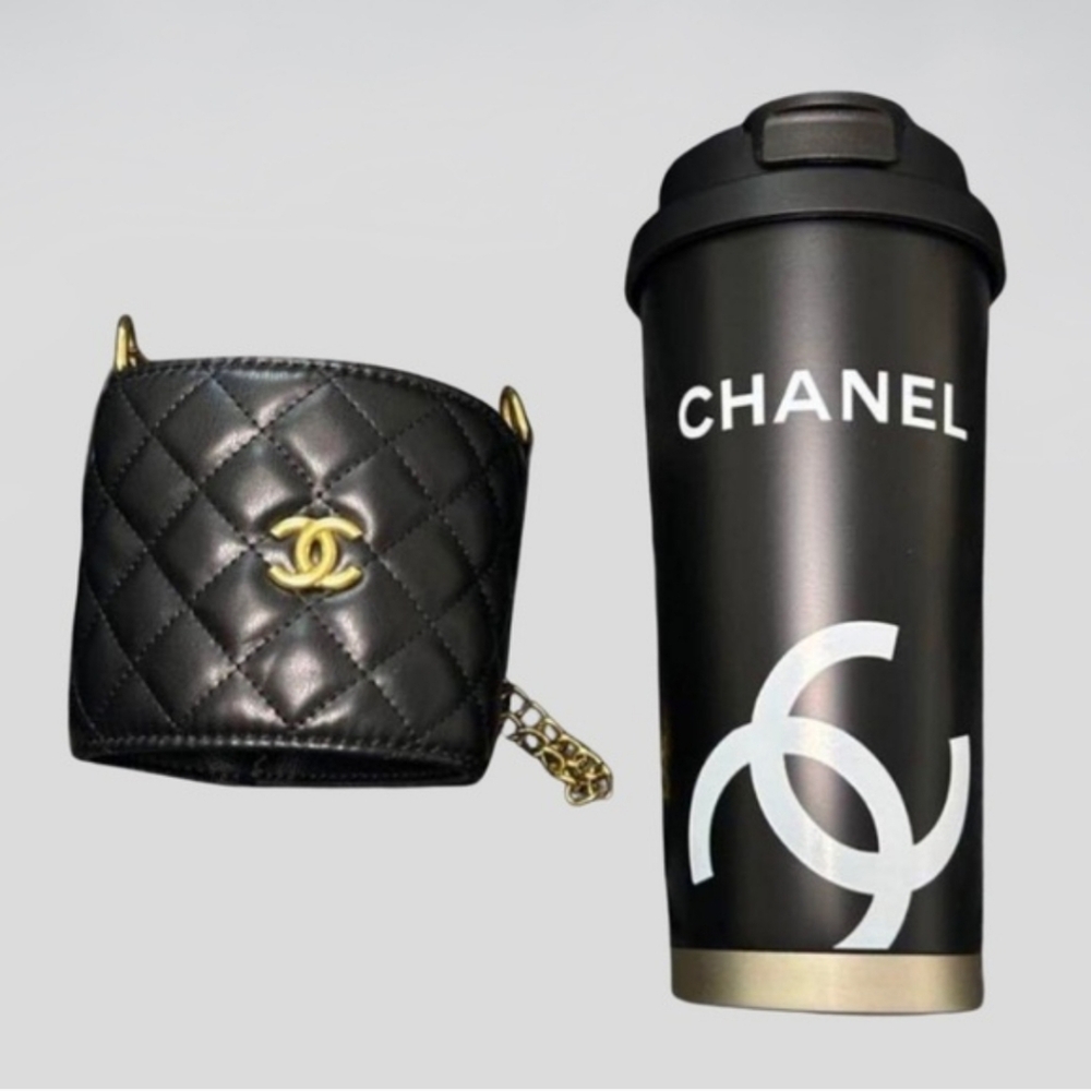 Black Quilted Crossbody Bag & Black Travel Coffee Tumbler Set - Picture 7 of 10